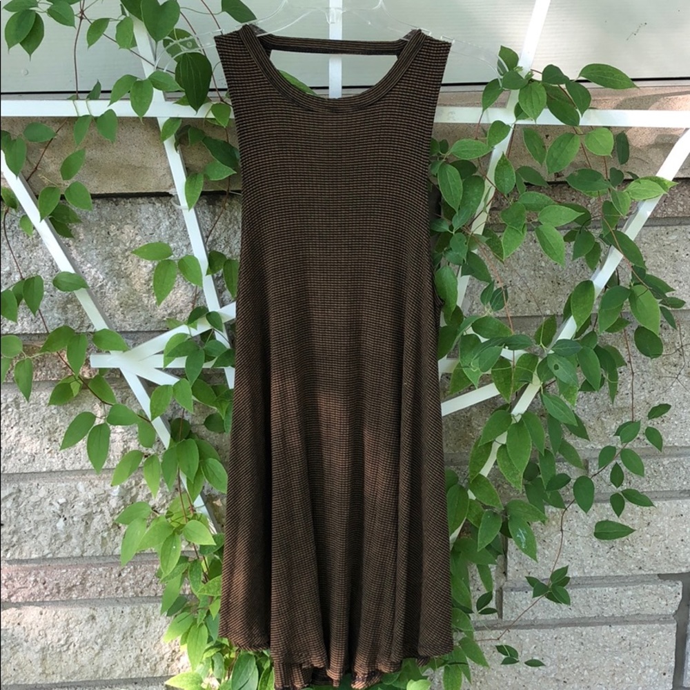Plaid tank dress with open back